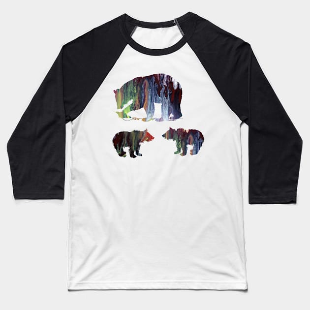 Bear mother and cubs Baseball T-Shirt by TheJollyMarten